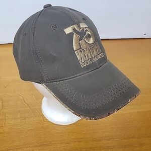 Ducks Unlimited Brown 75 Ann 1937-2012 Hat Cap Embroidered Hook/Loop Back NWT